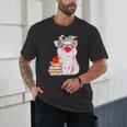 Teacher Pig Cute Farm Animal Book Lover School Student For Men Women Kids Unisex T-Shirt