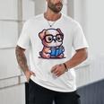 Adorable Book Lover Bulldog With Reading Glasses Cute Raglan Baseball Tee Unisex T-Shirt