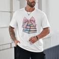Book Lover Coquette Bow Pink Dainty Ribbon Cute Bookworm Unisex T-Shirt