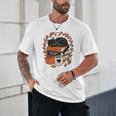 Fall Book Teacher Cat Books Halloween Autumn Librarian Unisex T-Shirt