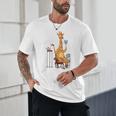 Giraffe Reading Tea Books Coffee Book Lover Graphic Unisex T-Shirt Giraffe Reading Tea Books Coffee Book Lover Graphic Unisex T-Shirt