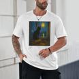 Van Gogh Starry Night Art Cat And Book Lovers Premium Tri-Blend Unisex T-Shirt