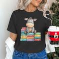 Adorable Donkey With Heart Sitting On Colorful Book Stack Unisex T-Shirt
