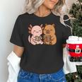 Capybara Axolotl Kawaii Kids Anime Book Lover Reading Unisex T-Shirt