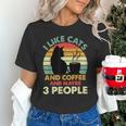 Cats Coffee & 3 People Tee Cute Font Introvert Humor Unisex T-Shirt