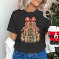 Coquette Christmas Book Tree Xmas Lights Librarian Teacher Unisex T-Shirt