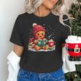 Cozy Gingerbread Christmas Reading Book Xmas Snowflakes Fall Unisex T-Shirt