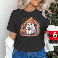 Cute Ghost Drinking Coffee Halloween Reading Book Retro Unisex T-Shirt Cute Ghost Drinking Coffee Halloween Reading Book Retro Unisex T-Shirt