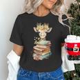 Cute Giraffe With Book Floral Bookworm Librarian Book Lover Unisex T-Shirt