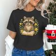 Cute Raccoon Reading Book Flowers Floral Unisex T-Shirt
