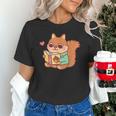 Cute Squirrel Reading A Book Lovers Anime Kawaii Women Kids Unisex T-Shirt