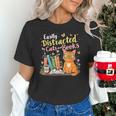 Easily Distracted By Cats And Books Book & Cat Lover Unisex T-Shirt