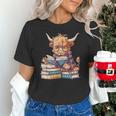 Highland Cow Reading Book Librarian Library Unisex T-Shirt Highland Cow Reading Book Librarian Library Unisex T-Shirt