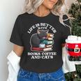 Life Is Better With Books Cats & Coffee Librarian Book Lover Unisex T-Shirt Life Is Better With Books Cats & Coffee Librarian Book Lover Unisex T-Shirt