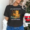 Life Is Better With Cats And Books Cute Cat Lover Unisex T-Shirt Life Is Better With Cats And Books Cute Cat Lover Unisex T-Shirt