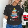 Merry Bookmas Book Christmas Tree Lights Xmas Men Women Kids Unisex T-Shirt