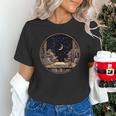 Moon Book Bookshelf Library Coffee Cup Star Stars Pattern Unisex T-Shirt