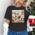 Owl Learning To Cook With Cookbook Chef Apron Stove Cooking Unisex T-Shirt