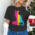 Pansexual Pride Celestial Cat Sitting Book LGBTQ Pan Colors Men Women Unisex T-Shirt