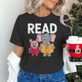 Pig Elephant Reading Cute Book Lover Bookworm Boys Girls Kid Unisex T-Shirt