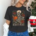 Read In Peace Skeleton Reading Book Halloween Teacher Unisex T-Shirt Read In Peace Skeleton Reading Book Halloween Teacher Unisex T-Shirt