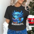 Readsolotl Blue Kawaii Axolotl Book Lover Reading Unisex T-Shirt