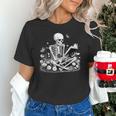 Skeleton Reading Book Floral Dark For Book Lovers Unisex T-Shirt