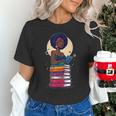 Woman And Books Stack Afro Girl Reading Lover Unisex T-Shirt Woman And Books Stack Afro Girl Reading Lover Unisex T-Shirt