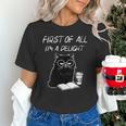Women's First Of All I’m A Delight Cute Cat Books Coffee Humor Unisex T-Shirt Women's First Of All I’m A Delight Cute Cat Books Coffee Humor Unisex T-Shirt