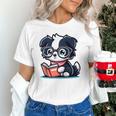 Adorable Book Lover Border Collie With Reading Glasses Cute Raglan Baseball Tee Unisex T-Shirt