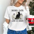 Books Cats Life Is Sweet Cat Book Lover Men Women Teen Unisex T-Shirt
