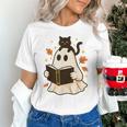 Books Ghost Reading Book Halloween Library Cat Fall Unisex T-Shirt Books Ghost Reading Book Halloween Library Cat Fall Unisex T-Shirt