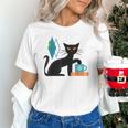 Cat Midcentury With Book And Coffee Atomic Age Mid Century Unisex T-Shirt