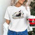 Cute Cat Flower Garden Book Kitty Reading Floral Men Women Girls Kids Unisex T-Shirt