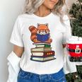 Cute Kawaii Kids Reading Books Glasses Red Panda Lover Unisex T-Shirt