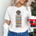 Cute Wiener Dog Dachshund Reading On Pile Of Books Unisex T-Shirt