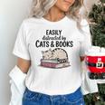 Easily Distracted By Cats And Books Cute Book Lover Unisex T-Shirt Easily Distracted By Cats And Books Cute Book Lover Unisex T-Shirt
