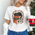 Fall Book Teacher Cat Books Halloween Autumn Librarian Unisex T-Shirt