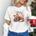 Fox And Book Lover Graphic For Women And Spring Pink Flower Unisex T-Shirt Fox And Book Lover Graphic For Women And Spring Pink Flower Unisex T-Shirt