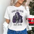 Good Girls Read Bad Books Sarcastic Skeleton Goth Skull Unisex T-Shirt