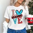 I Heart Books Love Reading Red And Stripe Animated Cat For Men Women Girls Kids Unisex T-Shirt