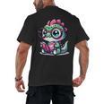 Adorable Book Lover Basilisk With Reading Glasses Cute Men's Back Print T-Shirt Adorable Book Lover Basilisk With Reading Glasses Cute Men's Back Print T-Shirt