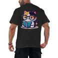 Adorable Book Lover Calico Cat With Reading Glasses Cute For Men Women Kids Men's Back Print T-Shirt
