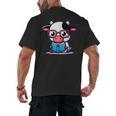 Adorable Book Lover Cow With Reading Glasses Cute Men's Back Print T-Shirt