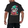 Adorable Book Lover Humming Bird With Reading Glasses Cute Men's Back Print T-Shirt