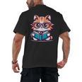 Adorable Book Lover Maine Coon Cat With Reading Glasses Cute Men's Back Print T-Shirt Adorable Book Lover Maine Coon Cat With Reading Glasses Cute Men's Back Print T-Shirt