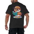 Adorable Book Lover Mallard Duck With Reading Glasses Cute Men's Back Print T-Shirt