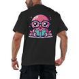 Adorable Book Lover Octopus With Reading Glasses Cute Men's Back Print T-Shirt