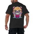 Adorable Book Lover Persian Cat With Reading Glasses Cute Men's Back Print T-Shirt Adorable Book Lover Persian Cat With Reading Glasses Cute Men's Back Print T-Shirt