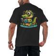 Alligator Reading a Book Animal Men's Back Print T-Shirt Alligator Reading a Book Animal Men's Back Print T-Shirt